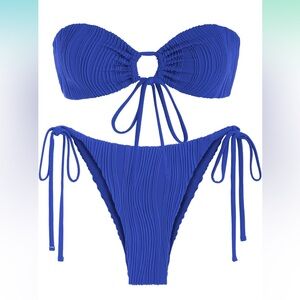Zaful Royal Blue Textured Bikini